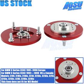 Sap002-rd-thw Aosuracing For Bmw 3 Series 318 320 323 325 Red Front Camber Plates Kit Coilover 2pc