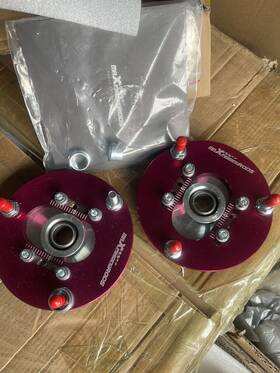 G9pj82 Bfo 2 Pcs Coil Top Hat Front Mount Camber Plates For Bmw E46 3 Series 1998-2005 Red