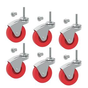 Atr6551-6pb Big Red 2.5 Inch Stem Caster Wheels Set Of 6 Duty 360 Degree Swivel Casters