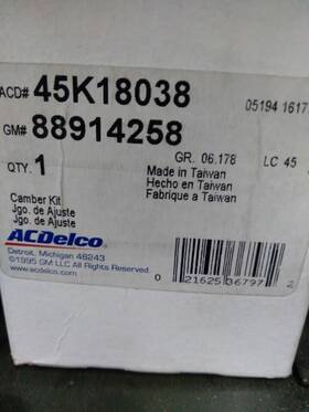 88914258 Gm New Camber Adjustment Kit 1982-2017