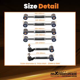 59i734 Maxpeedingrods Adjustable Rear Upper Lower Camber Arms Toe Kits For Honda Accord 1998-2002