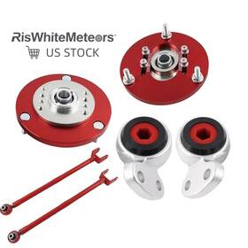 Ccp002-rd Riswhitemeteors Sap002-rd Bus002-sl Red For Bmw E46 Adjustable Rear Camber Arms Plate And Control Arm Bushings