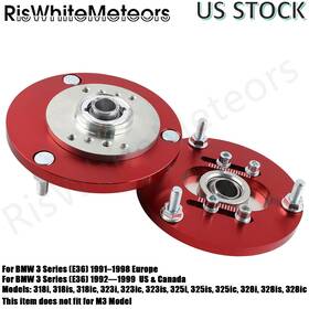 Sap002-rd-d Riswhitemeteors New For Bmw E36 323i 325i 3 Series Red Front Coilover Top Mount Camber Plate Kit