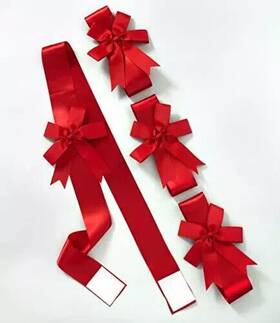 The Lakeshore Collection 190941133025 Holiday Ribbons For Use On Furniture And Room Accents - Set Of 4 Red