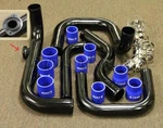 Rdt Black Aluminum Piping Kit + Blue Couplers Honda Civic Del Sol 1993-1997. Fixed Price $149.49.