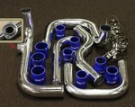 Rdt Chrome Aluminum Piping Kit + Blue Couplers Honda Civic Del Sol 1993-1997. Fixed Price $149.49.
