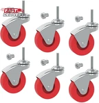 Big Red 2.5 Inch Stem Caster Wheels Set Of 6,HEAVY Duty 360 Degree Swivel. Fixed Price $25.78.