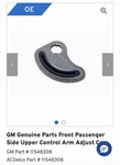 Gm Control Arm Adjust. Fixed Price $10.00.