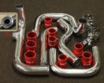 Rdt Chrome Aluminum Piping Kit + Red Couplers Honda Civic Del Sol D16 1993-1997. Fixed Price $149.49.