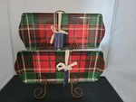 Piece Tommy Bahama Christmas Tartan Plaid Serving Trays 14"X 6.5". Fixed Price $49.99.