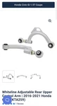 Whiteline Adjustable Upper Control Arms 2016 - 2021 Honda Civic. Fixed Price $250.00.