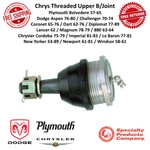 Spc Chrysler Threaded Upper Screw-in Ball Joint For Dodge & Plymouth. Fixed Price $60.56.