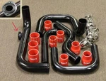 Rdt Black Aluminum Piping Kit + Red Couplers Honda Civic Del Sol D16 1993-1997. Fixed Price $149.49.