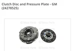 Corvette Z06 Clutch Disc And Pressure Plate - Gm Oem Part. Fixed Price $550.00.