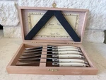 Laguiole France, Jean Neron Set Of 6 Knives With Ivory Platine Handles Box. Fixed Price $65.00.